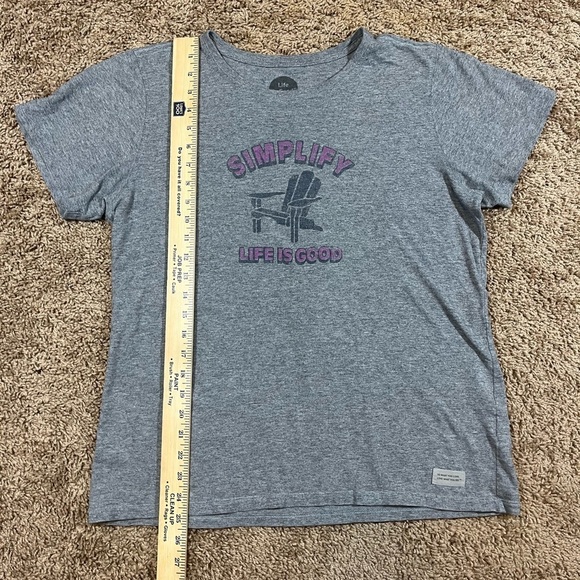 Life is‎ Good “Simplify” Beach Chair Shirt Women’s Classic Fit Size Large Tee - Picture 2 of 9